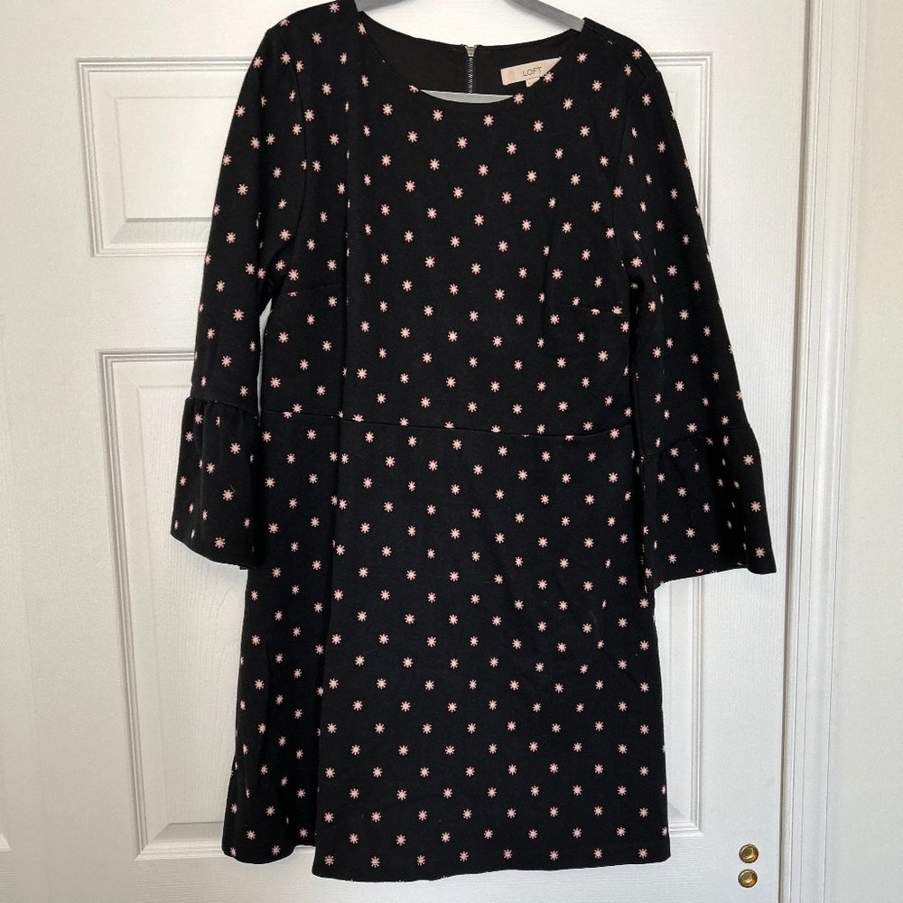 Loft, long sleeve floral print mini dress, size 14